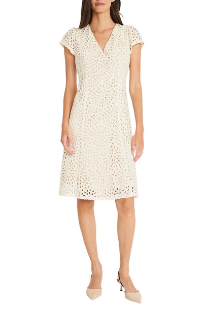 Maggy London Floral Cutout Dress In Whisper White