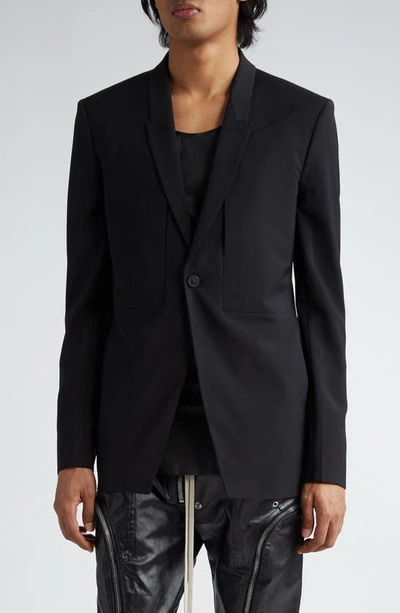 Rick Owens Fogpocket Wool Blazer In Black