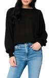 Gibsonlook Wheels Up Open Weave Sweater In Black