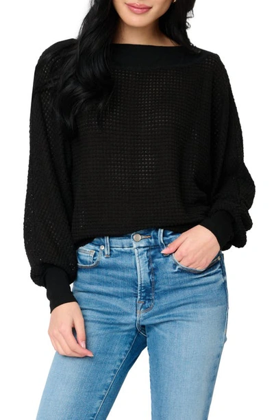 Gibsonlook Wheels Up Open Weave Sweater In Black