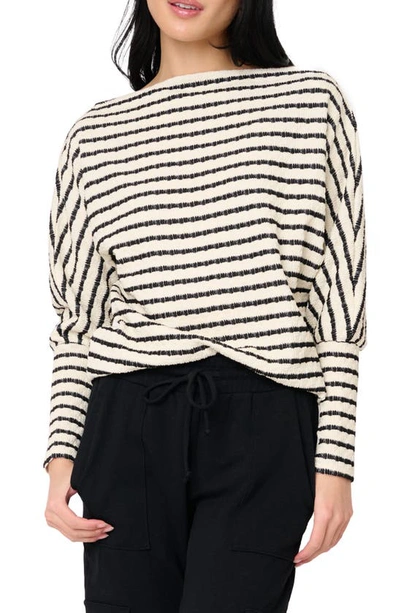 Gibsonlook Slouchy Stripe Sweater In Natural/ Black Stripe