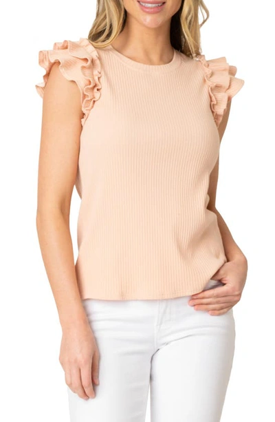 Gibsonlook Flutter Sleeve Rib Top In Soft Pink