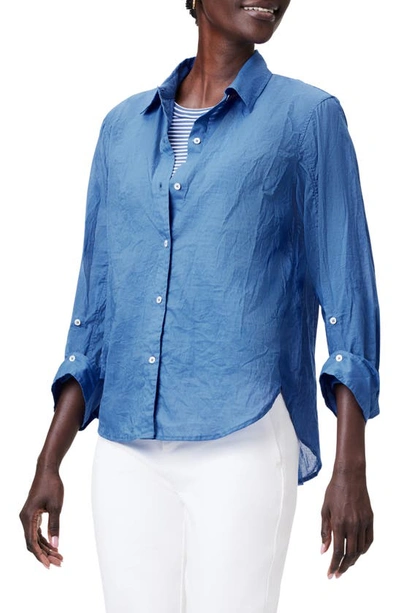 Nic + Zoe Girlfriend Crinkle Cotton Button-up Shirt In Morning Glory