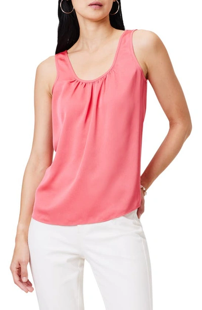 Nic + Zoe Scoop Neck Satin Tank In Coral