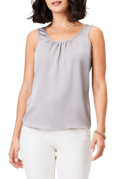 Nic + Zoe Scoop Neck Satin Tank In French Linen