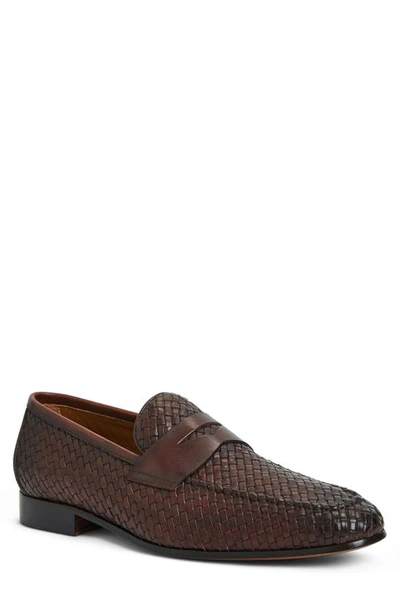Bruno Magli Manfredo Penny Loafer In Brown Woven