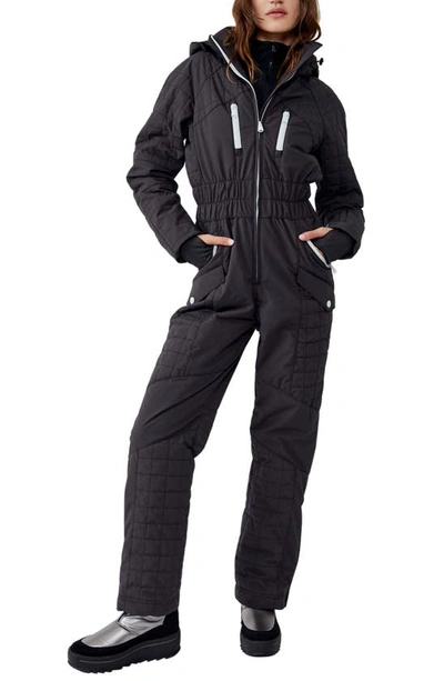 Fp Movement All Prepped Waterproof Hooded One-piece Ski Suit In Black