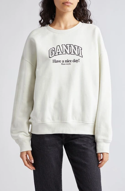 Ganni Isoli Oversize Organic Cotton Graphic Sweatshirt In Neutro