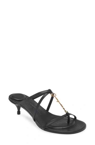 Jacquemus Strappy Logo Charm Sandal In Grey