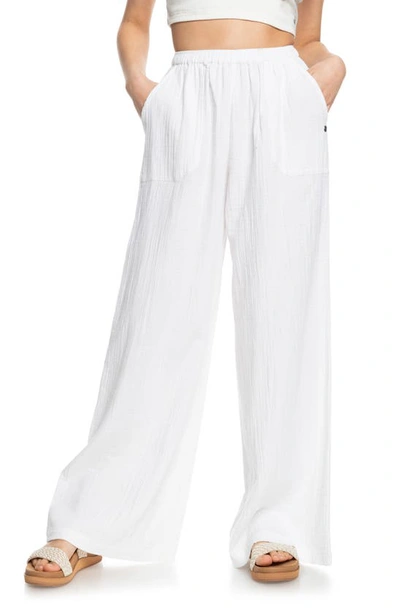 Roxy What A Vibe Organic Cotton Pants In Snow White