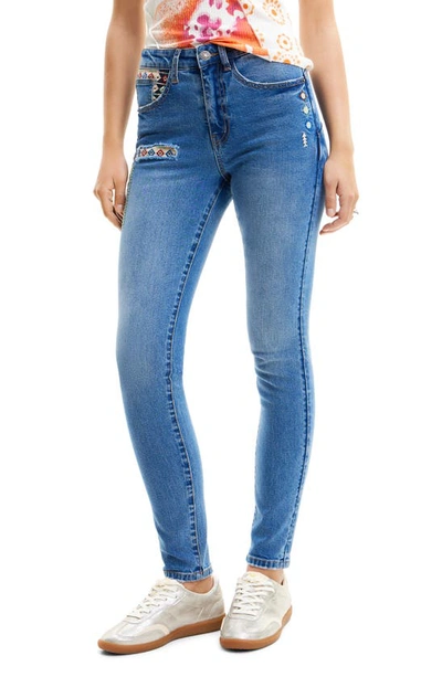 Desigual Maryla High Waist Skinny Jeans In Blue