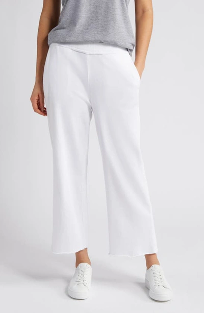 Eileen Fisher Crop Straight Leg Organic Cotton Pants In White