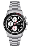 Fossil Men's Sport Tourer Chronograph Silver-tone Stainless Steel Watch 42mm In Black/silver