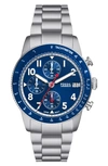 Fossil Men's Sport Tourer Chronograph Silver-tone Stainless Steel Watch 42mm In Blue/silver