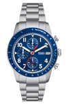 Fossil Men's Sport Tourer Chronograph Silver-tone Stainless Steel Watch 42mm In Silver/blue