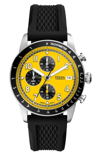 Fossil Men's Sport Tourer Chronograph Black Silicone Watch 42mm