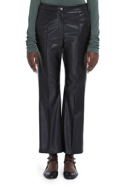 Max Mara Queva Croc Embossed Crop Faux Leather Trousers In Black