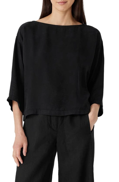 Eileen Fisher Boxy Bateau Neck Top In Black