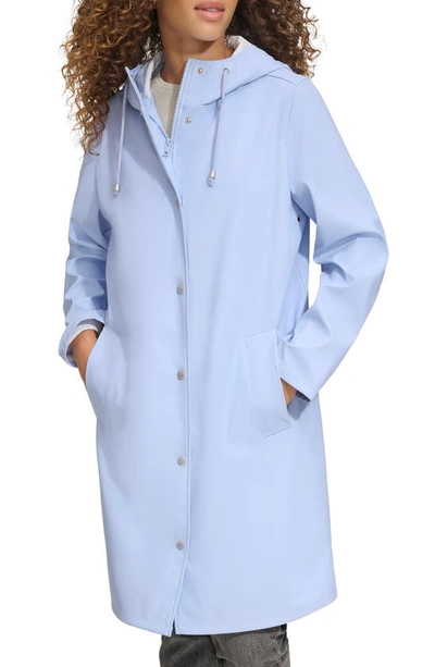 Levi's Water Resistant Hooded Long Rain Jacket In Brunnera Blue
