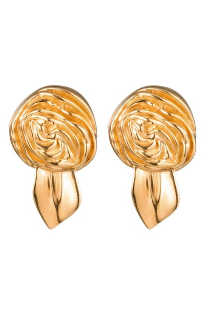 Sterling King Rosette Stud Earrings In Gold