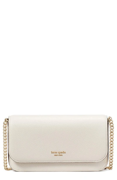Kate Spade Ava Leather Wallet On A Chain In Parchment.