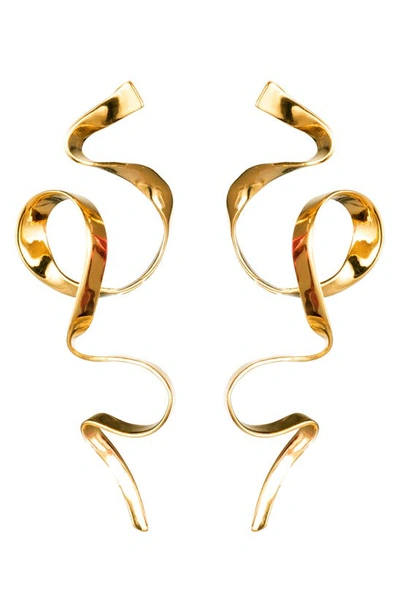 Sterling King Allegro Ribbon Drop Earrings In Gold