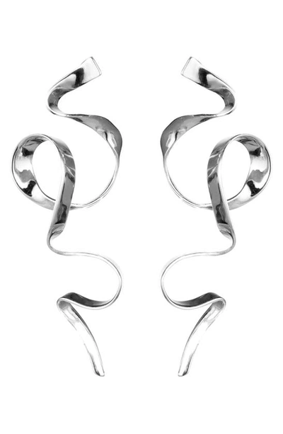 Sterling King Allegro Ribbon Drop Earrings In Sterling Silver