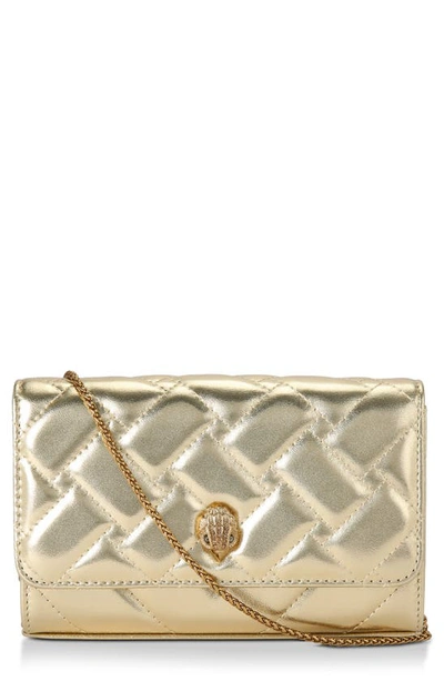 Kurt Geiger Extra Mini Kensington Quilted Leather Wallet On A Chain In Gold