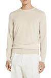 Zegna Cashseta Cashmere & Silk Sweater In Light Beige Mélange