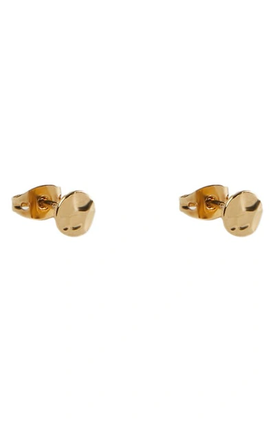 Argento Vivo Sterling Silver Hammered Stud Earrings In Gold/ Silver