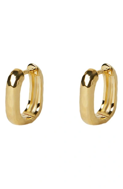 Argento Vivo Sterling Silver Oblong Huggie Hoop Earrings In Gold