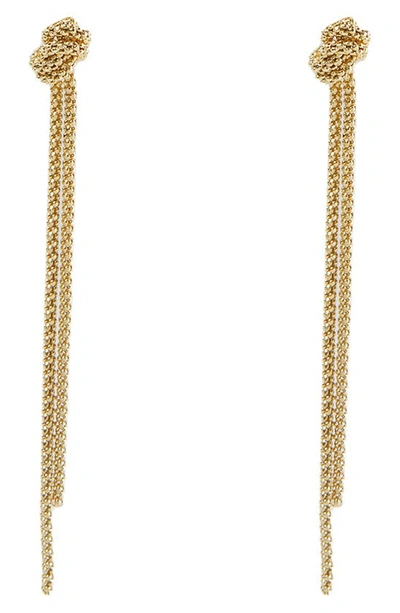 Argento Vivo Sterling Silver Knot Linear Earrings In Gold