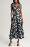 Chelsea28 Tie Shoulder Maxi Dress In Black- Olive Shadowed Tropic