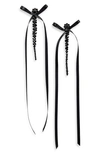 Simone Rocha Bow Ribbon Beaded Drop Earrings In Jet/ Black