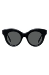 Loewe Curvy 49mm Small Round Sunglasses In Black/gray Solid
