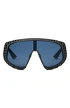 Dior 3d M1u 11b0 Dm40126u 02v Shield Sunglasses In Matte Black / Blue