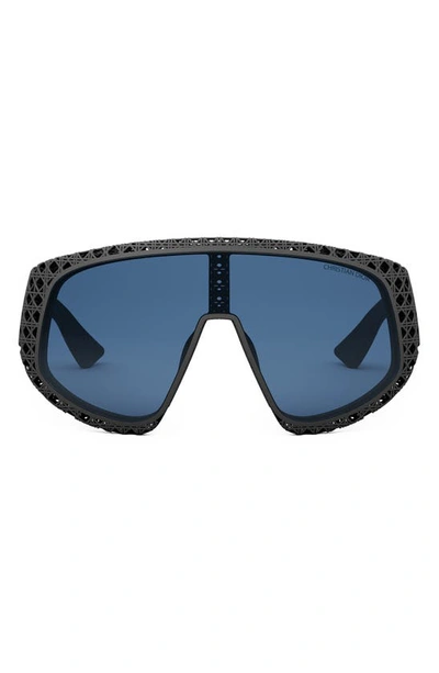 Dior 3d M1u 11b0 Dm40126u 02v Shield Sunglasses In Matte Black / Blue