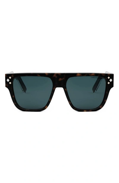 Dior Cd Diamond S6i 55mm Square Sunglasses In Havana/ Other / Blue