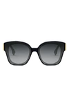 Fendi The  First 63mm Oversize Square Sunglasses In Shiny Blue / Gradient Smoke