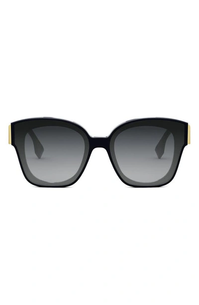 Fendi The  First 63mm Oversize Square Sunglasses In Shiny Blue / Gradient Smoke