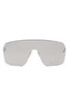 Fendi The  First Rectangular Shield Sunglasses In Shiny Palladium / Smoke Mirror