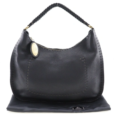 Fendi Selleria Black Leather Shoulder Bag ()