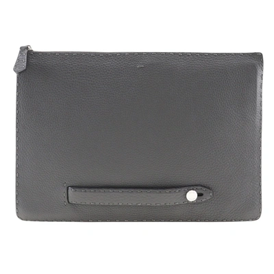 Fendi Selleria Grey Leather Clutch Bag ()