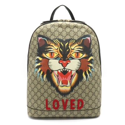 Gucci Gg Supreme Beige Canvas Backpack Bag ()