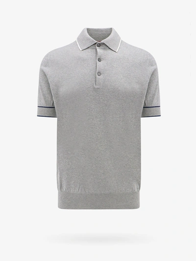 Brunello Cucinelli Polo Shirt In Nebbia+panama+prussia