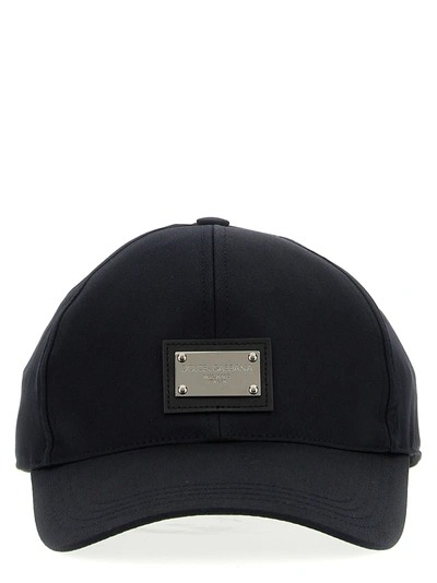 Dolce & Gabbana Logo Plate Cap Hats Blue In Black