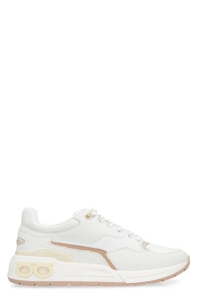 Ferragamo Leather And Fabric Low-top Trainers In White