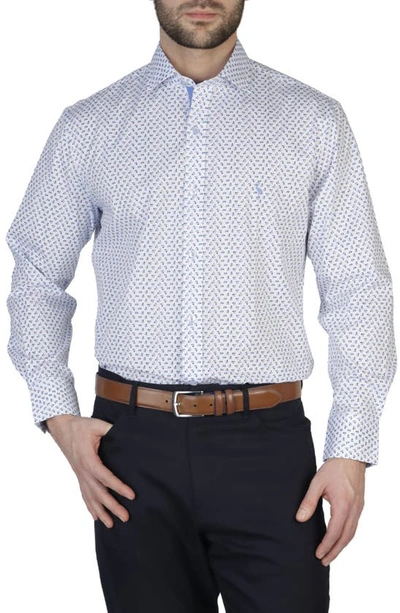 Tailorbyrd Geo Poplin Stretch Shirt In White Dove