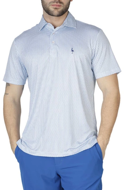 Tailorbyrd Geo Dashes Performance Knit Polo In White Dove