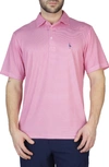 Tailorbyrd Stripes Performance Knit Polo In Flamingo Pink